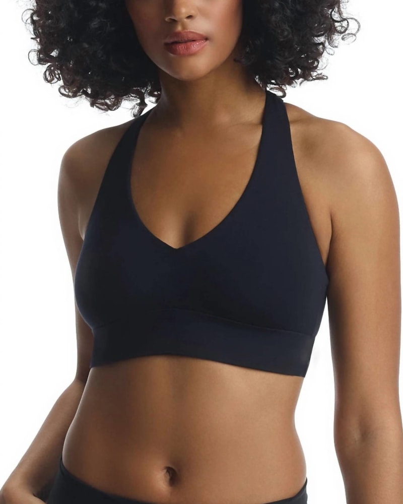Front of a model wearing a size Large Butter Comfy Racerback Bralette in Midnight in Midnight by Commando. | dia_product_style_image_id:334669